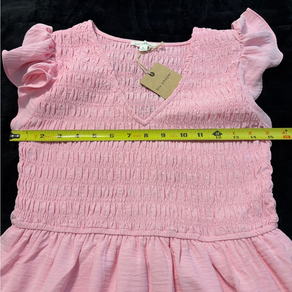Blu Pepper Smocked V-Neck Flutter Tiered Midi Dress - Picture 5 of 6